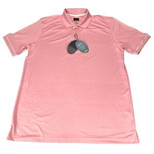 Greg Norman Polo Shirt Men's Large Pink Protek Micro Luxe Solid PlayDry Slit